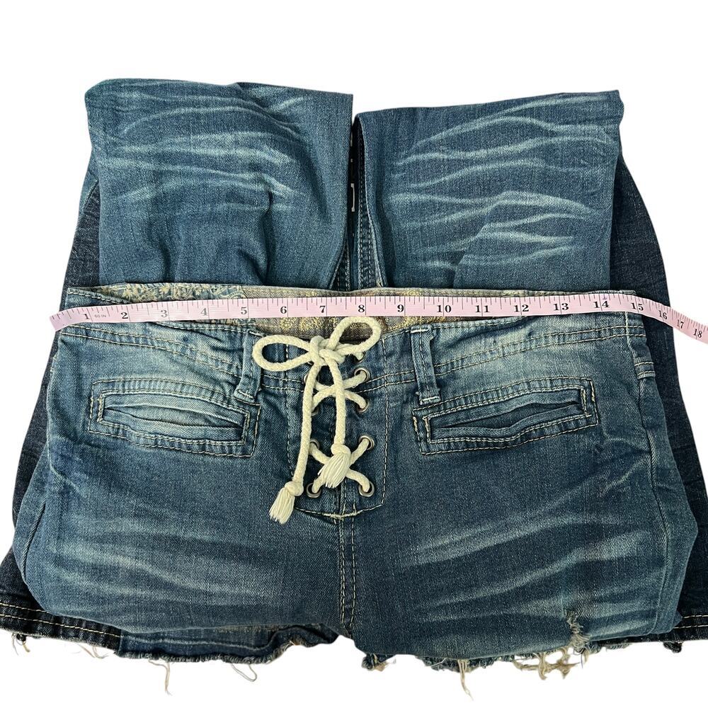 Vintage Y2K Jeans Vanilla Star Low Rise Lace Up Waist Flared Leg Sz 7 Distressed - Picture 11 of 14